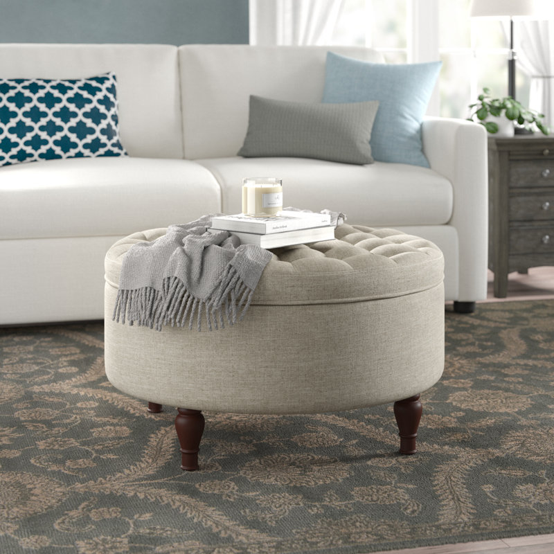 Lark Manor™ Ahan 32" Tufted Round Storage Ottoman & Reviews | Wayfair